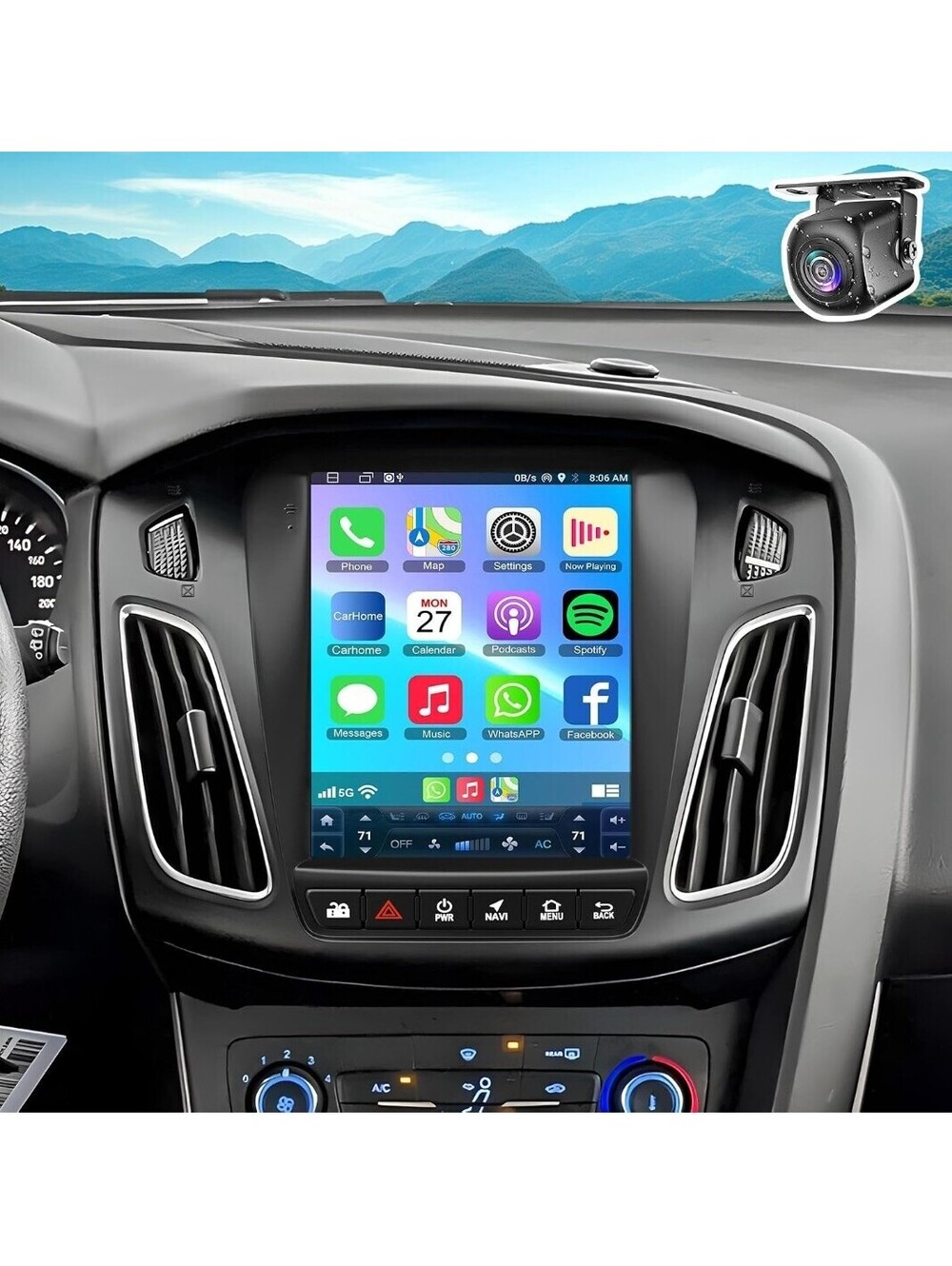 10.4" Android Car Stereo for Ford Focus 2012-2018 Wireless CarPlay GPS Cam 8Core